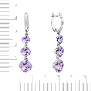 Серьги с английским замком из белого золота с аметистом