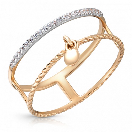 Кольцо из красного золота с фианитом