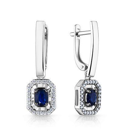 Серьги с английским замком из белого золота с бриллиантами