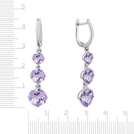 Серьги с английским замком из белого золота с аметистом