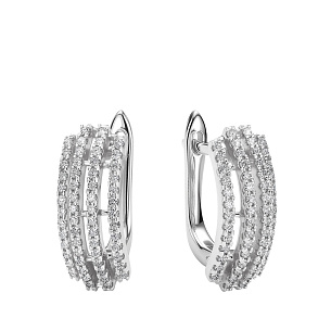 Серьги с английским замком из белого золота с бриллиантом