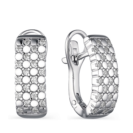 Серьги с английским замком из серебра с фианитами