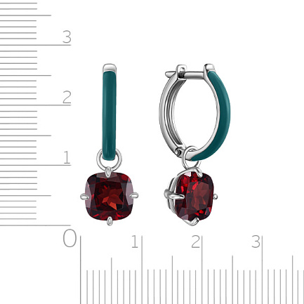 Серьги с английским замком из серебра с гранатом