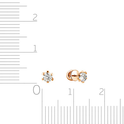 Пусеты из красного золота с бриллиантами