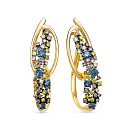 Серьги из желтого золота с бриллиантами, топазами