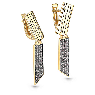 Серьги с английским замком из желтого золота с бриллиантом