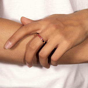 Кольцо из красного золота с рубинами