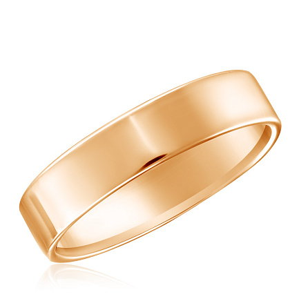 Кольцо обручальное гладкое из красного золота