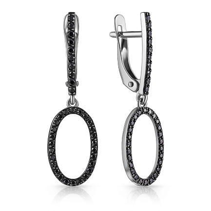 Серьги с английским замком из белого золота с фианитом