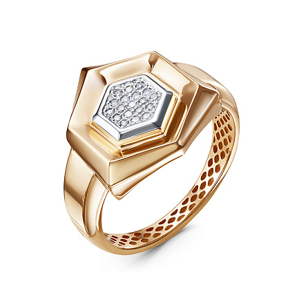 Кольцо из красного золота с бриллиантами