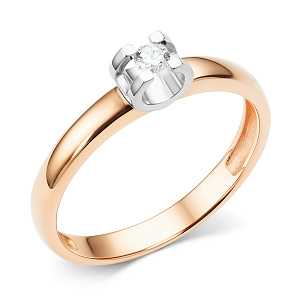 Кольцо из красного золота с бриллиантом