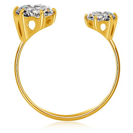 Разомкнутое кольцо из золота с фианитами