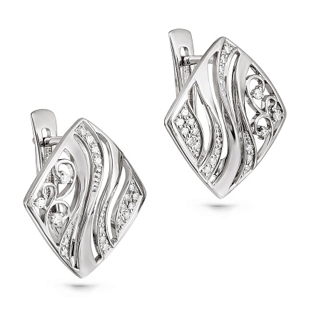 Серьги с английским замком из серебра с фианитами