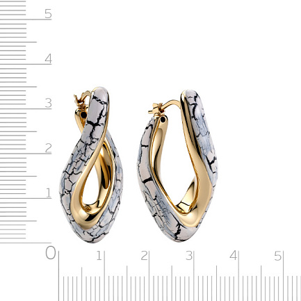 Серьги из серебра с эмалью, золочением