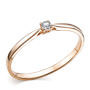 Кольцо из красного золота с бриллиантом