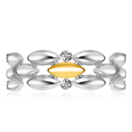 Серебряное кольцо с топазами и позолотой