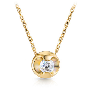 Колье из желтого золота с бриллиантом, плетение якорное