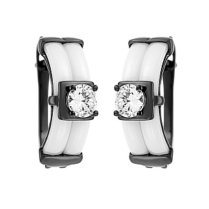 Серьги с английским замком из серебра с керамиками и циркониями