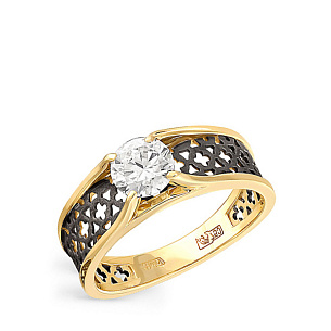 Кольцо из желтого золота с бриллиантом