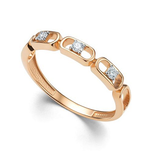 Кольцо из красного золота с бриллиантом