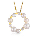 Колье из желтого золота с жемчугом, плетение якорное