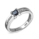 Кольцо из белого золота с бриллиантами, сапфиром