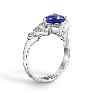 Кольцо из белого золота с бриллиантами, танзанитом