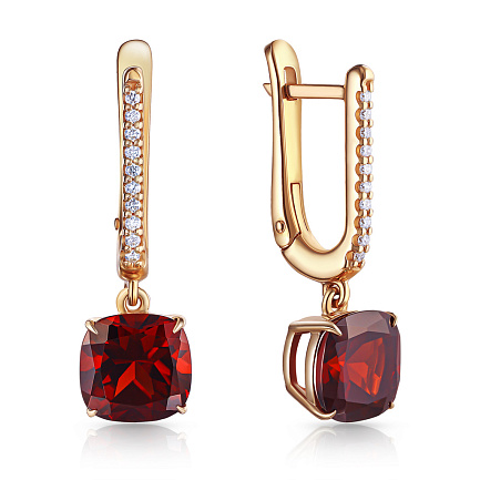 Серьги с английским замком из красного золота с бриллиантами