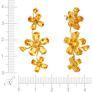 Серьги из желтого золота с цитринами