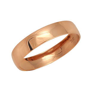 Кольцо обручальное гладкое из красного золота