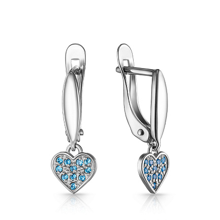 Серьги с английским замком из серебра с фианитом