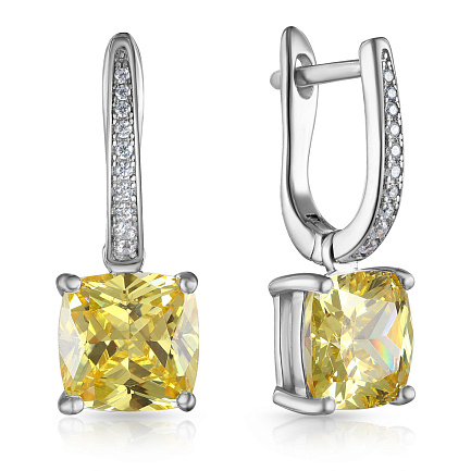 Серьги из серебра с фианитом