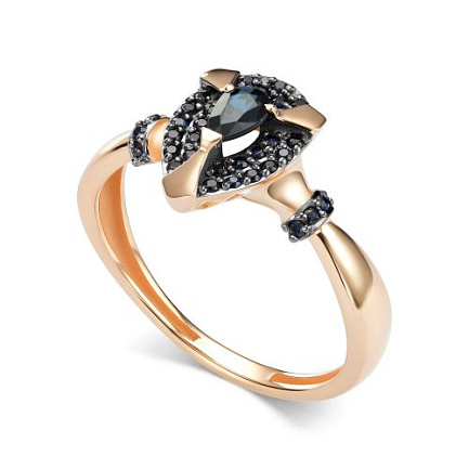 Кольцо из красного золота с сапфирами