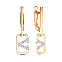 Серьги с английским замком из красного золота с фианитами