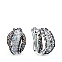 Серьги с английским замком из белого золота с бриллиантами