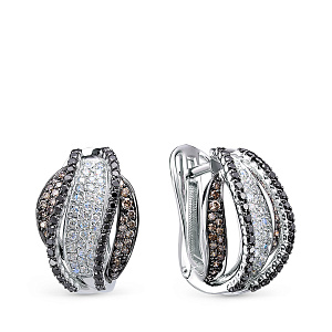 Серьги с английским замком из белого золота с бриллиантами