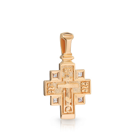 Крест из красного золота с фианитом