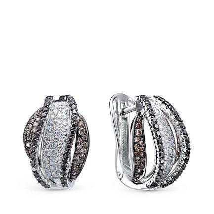 Серьги с английским замком из белого золота с бриллиантами