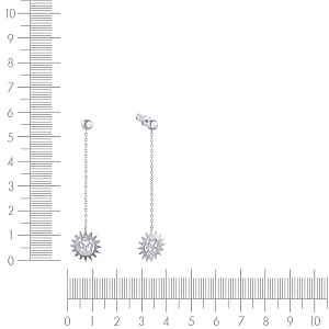 Пусеты из серебра с фианитом