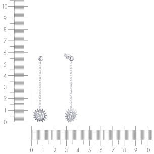 Пусеты из серебра с фианитом