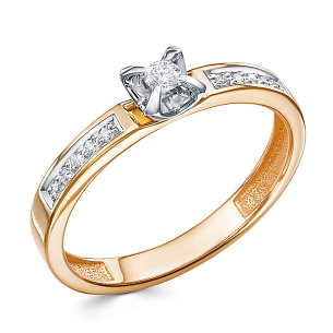 Кольцо из красного золота с бриллиантом