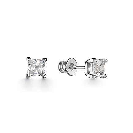 Серьги с английским замком из серебра с фианитами