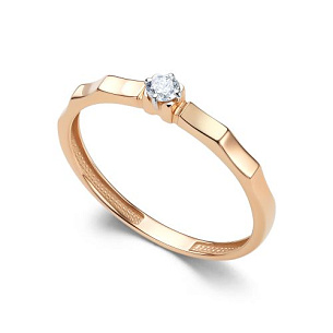 Кольцо из красного золота с бриллиантом