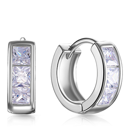 Серьги с английским замком из серебра с фианитом