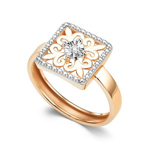 Кольцо из красного золота с бриллиантом