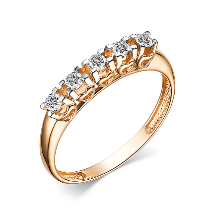 Кольцо из красного золота с бриллиантами