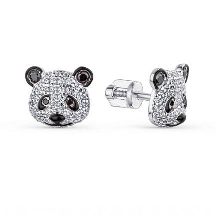 Серьги детские из серебра с фианитом