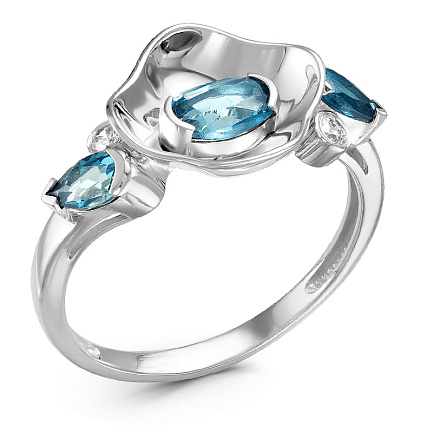 Кольцо из белого золота с бриллиантами, топазом