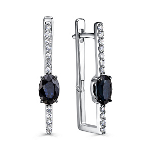 Серьги с английским замком из белого золота с бриллиантами