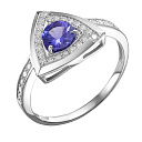 Кольцо из белого золота с бриллиантами, танзанитом